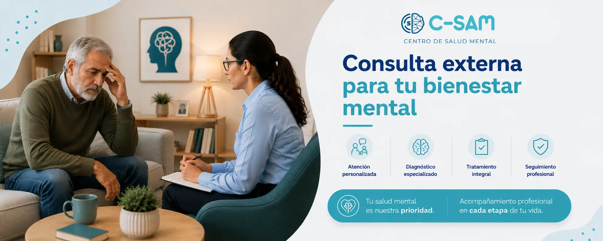 Consulta externa de salud mental en C-SAM con atención psicológica profesional y acompañamiento especializado en Colombia